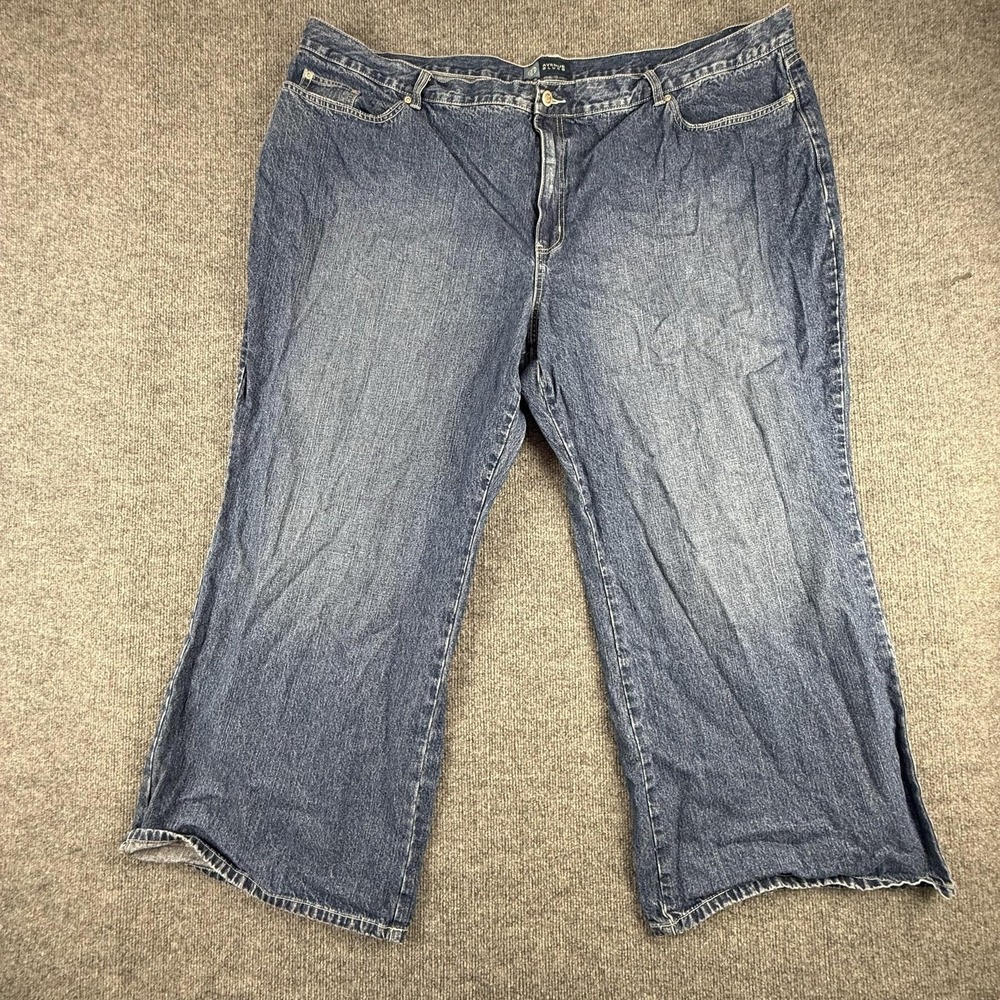 Avenue Blues Jeans Womens Plus 32 Medium Wash Blue High Rise Relaxed Straight
